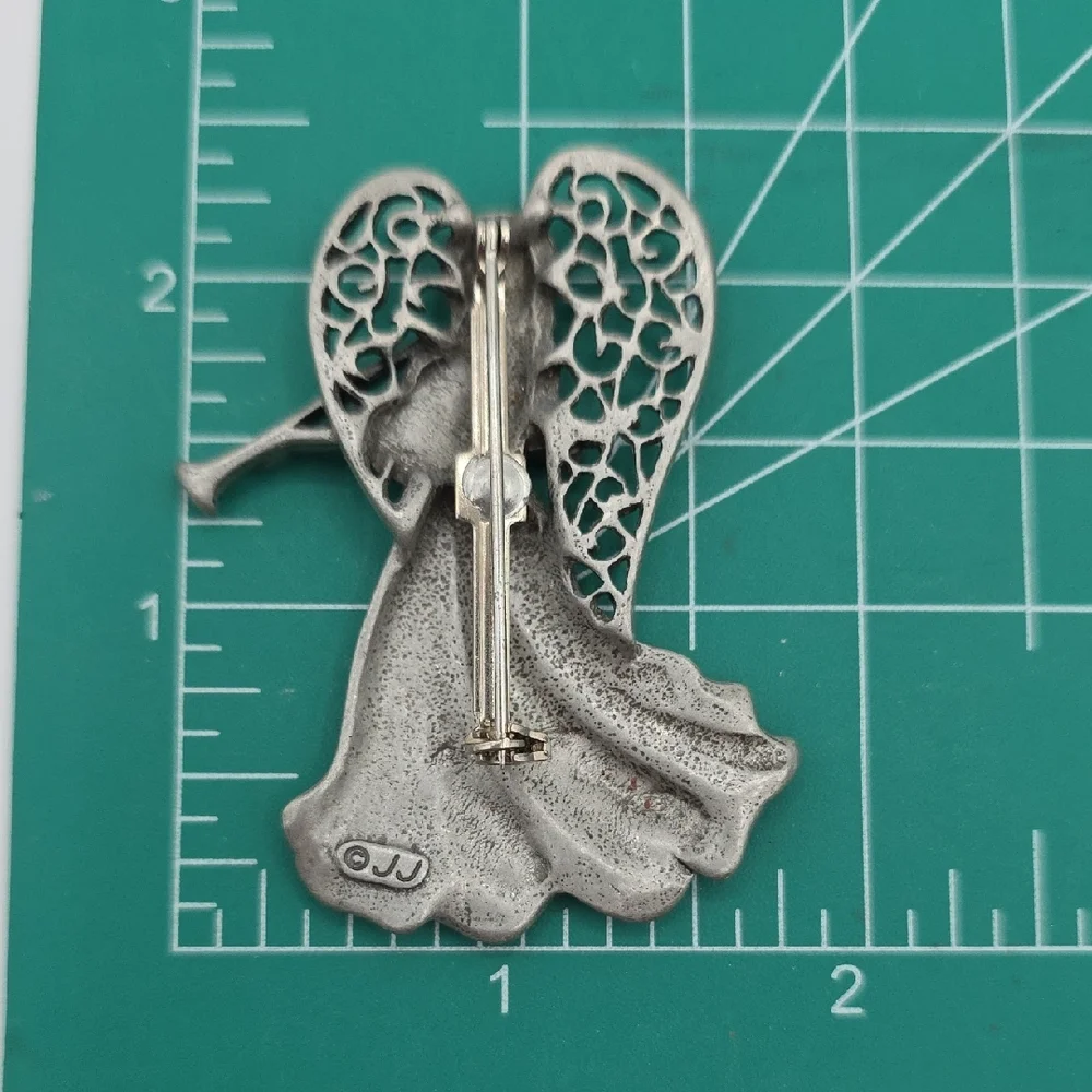J.J. Jonette Graceful Angelic Pewter Brooch